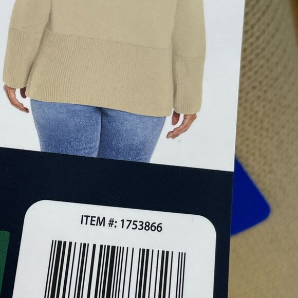 NEW Gap Womens L Beige Cotton Long-Sleeve Sweater With Ribbed Hem & Side… - Picture 6 of 7